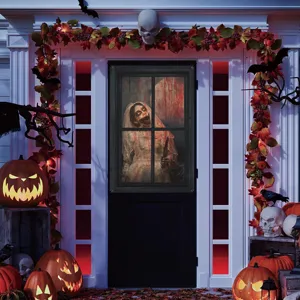 Halloween blutige Nonne Fenster Banner Horror gruseliger Hintergrund Party Dekos