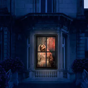 Halloween blutige Nonne Fenster Banner Horror Stoff Hängende Dekoration Gruselige Party Deko