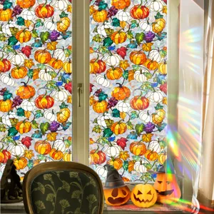 Halloween pumpkin window film static cling glass sticker autumn home decor festival decals