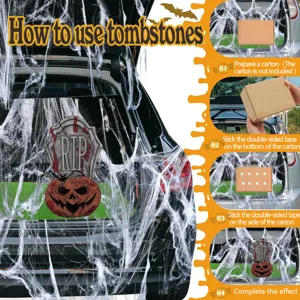 Halloween Car Trunk Decoration Set Skull Tombstone Spider Web PVC Props For Halloween Party Garage Decor