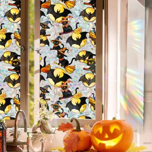 Halloween window sticker static cling bats cats decor for home glass film holiday party