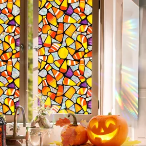 Halloween window film static cling stained glass decorative sticker for home decor glass privacy