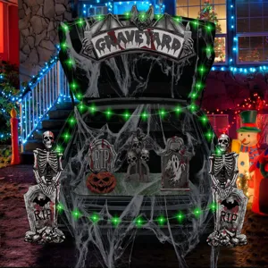 Halloween car trunk decoration skeleton tombstone spider web set for holiday party props