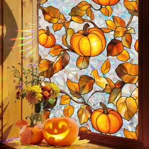 Halloween window sticker static pumpkin maple leaf autumn glass decal home decor