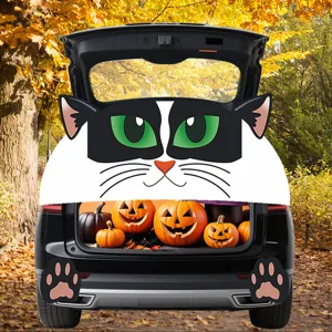 Halloween kat auto kofferbak sticker PVC stof set voor feest vakantie auto decoratie