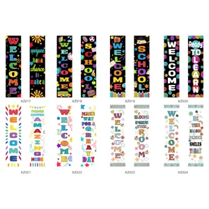 Back to school classroom decoration banners set, colorful welcome school hanging signs.