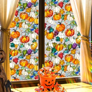 Halloween window sticker pumpkin static glass cling autumn leaves decor for home party