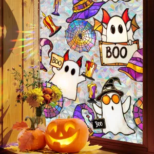 Halloween window sticker stained glass static cling spooky ghost pumpkin home glass decor