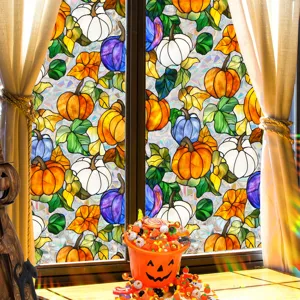 Halloween pumpkin window film stained glass stickers static cling home decor glass decal