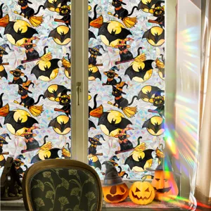 Halloween window film stained glass static cling decorative sticker for home party decor