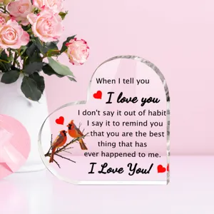 Hartvormige acryl plaque romantisch cadeau bureau ornament heldere liefde 1st