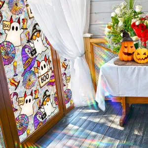 Halloween window sticker static glass film pumpkin ghost decorations for holiday home decor detail