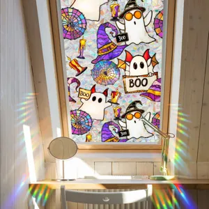 Halloween window sticker static cling spooky ghost witch hat decorative glass film for home