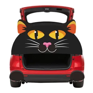 Halloween zwarte kat auto kofferbak sticker detail, grappige voertuig achterkant decoratie decal.