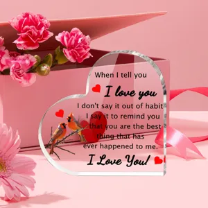 Mooi acryl hart plaquette cadeau romantische quote tafeldecoratie voor Valentijnsdag