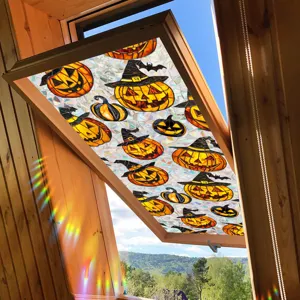 Halloween stained glass window film decorative pumpkin static privacy glass sticker