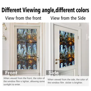 Halloween stained glass ghost window film sticker, static cling PVC decorative decal details.