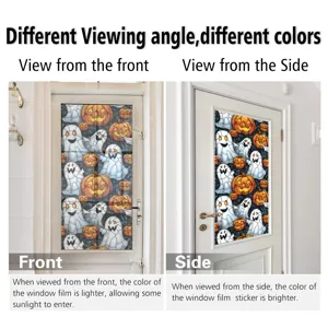 Detail view of Halloween window film showing color change effect from front and side angles.