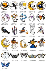 Halloween stained glass hanging pendants, bat and witch metal wall art home decor items.