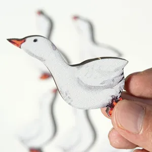 Wooden white goose fridge magnet, cute animal kitchen decor, magnetic sticker for home use.