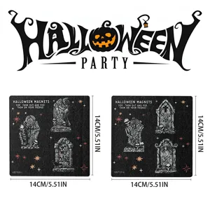 Halloween wooden magnetic fridge magnets spooky gravestone skeleton kitchen festival decor set.