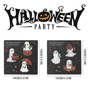 Halloween wooden magnetic fridge stickers ghost pumpkin kitchen festive decor 14cm