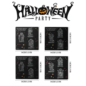 Halloween wooden magnetic fridge stickers ghost skull grave kitchen spooky holiday decor
