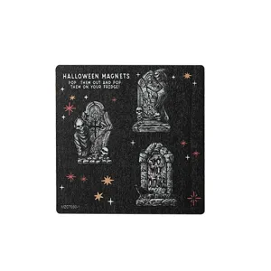 Halloween wooden fridge magnets push out tombstone skeleton spooky kitchen decor set