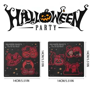 Halloween wooden magnetic fridge stickers set, festive decor for kitchen and home spooky party.
