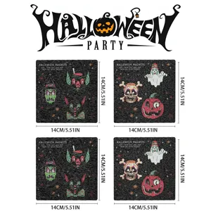 Halloween wooden magnetic fridge sticker set ghost pumpkin skull kitchen decor 14cm