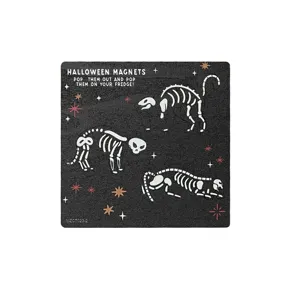 Halloween wooden magnetic fridge sticker skeleton cat spooky kitchen holiday home decor item