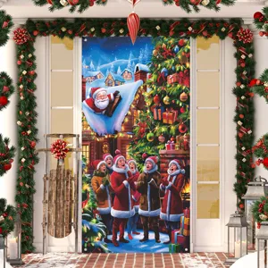 Weihnachten Türbanner Feiertag Hängebilder Weihnachtsmann und Sänger festliche Haustürdeko