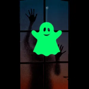 Halloween luminous ghost window sticker glowing hanging decor for party holiday spooky props.