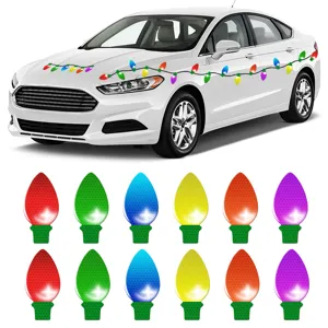Natale adesivi magnetici per auto lampadina riflettente decorazione frigorifero