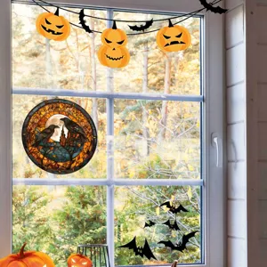 Halloween Fensteraufkleber statisch haften Rabe Mond Fledermaus Glasfolie Dekoration Szene