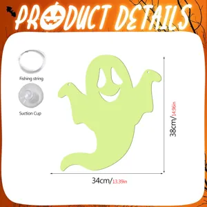 Halloween hanging luminous ghost decoration with suction cup and fishing string for party.