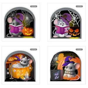 Halloween Φωτεινό Τρύπα Ποντικού Cartoon Αυτοκόλλητο Τοίχου Φθορίζον Αυτοκόλλητα Τοίχου για Διακόσμηση Δωματίου Σπιτιού