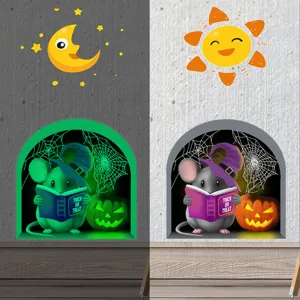 Halloween φωτεινό αυτοκόλλητο τοίχου τρύπα ποντικού λάμψη στο σκοτάδι χαριτωμένη διακόσμηση
