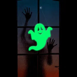 Halloween glowing ghost hanging decoration double-sided luminous wall sticker for party decor.
