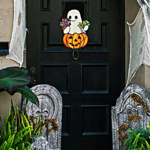 Halloween acrylic ghost pumpkin hanging decoration wall sign festive party decor prop