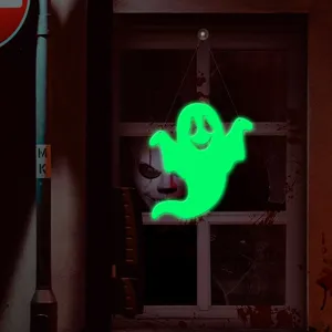 Halloween glowing ghost hanging wall sticker luminous spooky decor for party window decoration.