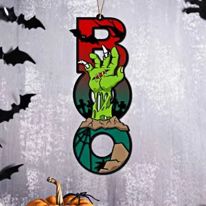 Halloween Holztürschild BOO hängende Dekoration doppelschichtig Wand Deko Gruselparty Requisite