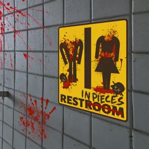 Halloween blutiger Horror WC Wandaufkleber gruseliges dekoratives Schild für Party.