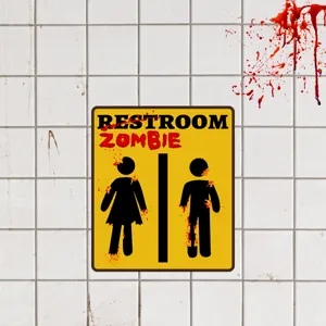 Halloween blutiger Zombie WC Wandaufkleber Horror Schild fur gruselige Party Deko.