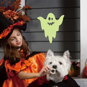 Halloween hanging luminous ghost wall sticker detail view showing festive spooky decor style.