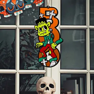 Halloween Holz BOO Hängeschild mit Frankenstein Monster für tolle Partydekoration.