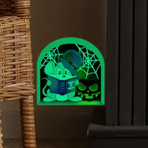 Αυτοκόλλητο τοίχου Halloween ποντίκι φωτεινό φθορίζον τρομακτικό κινούμενα σχέδια διακόσμηση σπιτιού