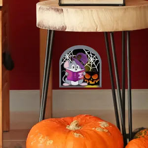 Halloween Φωτεινό Ποντίκι Αυτοκόλλητο Τοίχου Χαριτωμένο Κολοκύθα Ιστός Αράχνης Διακόσμηση