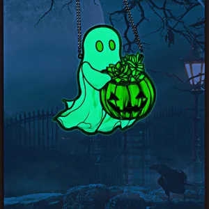Halloween glowing acrylic ghost hanging decoration pendant wall decor for festive party sign