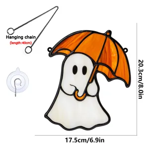 Halloween ghost stained glass window hanging acrylic decor with umbrella and hanging chain